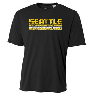 Seattle Washington Retro Vintage Weathered Cooling Performance Crew T-Shirt