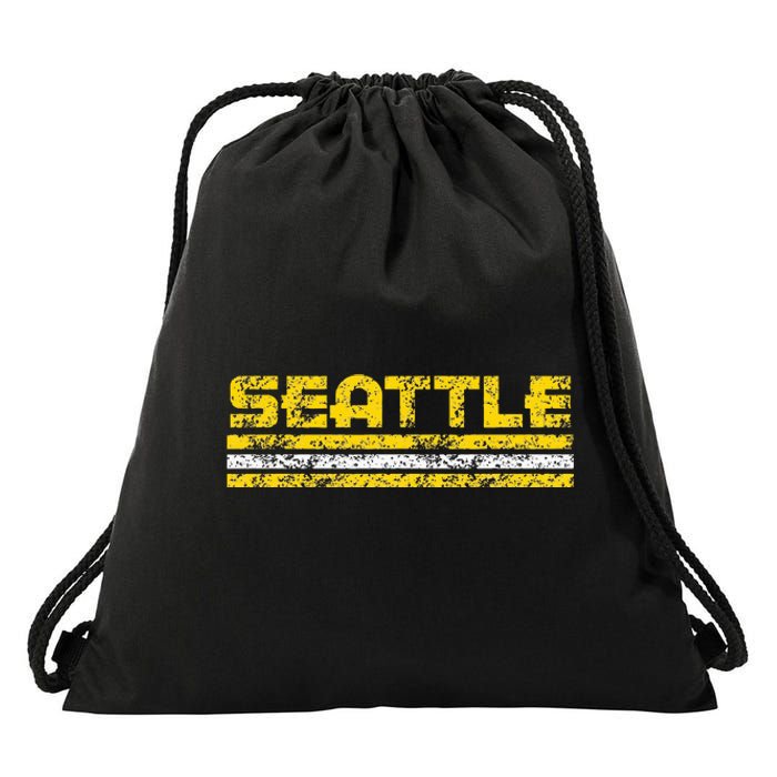 Seattle Washington Retro Vintage Weathered Drawstring Bag