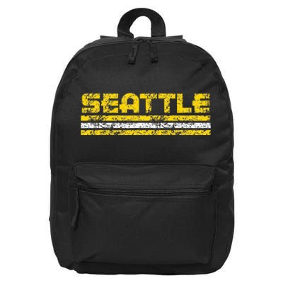 Seattle Washington Retro Vintage Weathered 16 in Basic Backpack