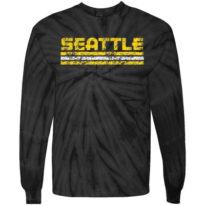 Seattle Washington Retro Vintage Weathered Tie-Dye Long Sleeve Shirt