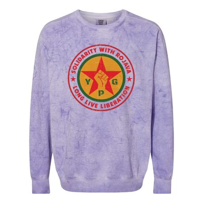 Solidarity With Rojava | Long Live Liberation | YPG Colorblast Crewneck Sweatshirt