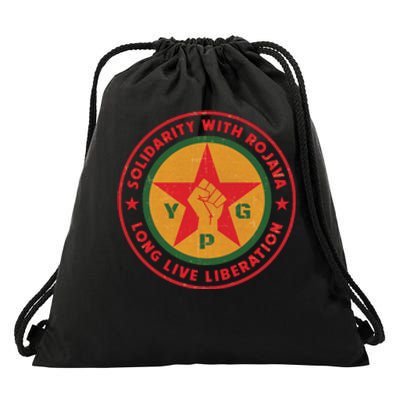 Solidarity With Rojava | Long Live Liberation | YPG Drawstring Bag