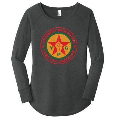 Solidarity With Rojava | Long Live Liberation | YPG Women's Perfect Tri Tunic Long Sleeve Shirt