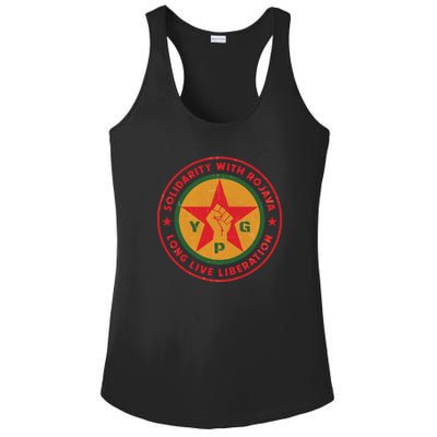 Solidarity With Rojava | Long Live Liberation | YPG Ladies PosiCharge Competitor Racerback Tank