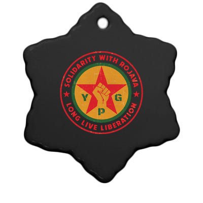 Solidarity With Rojava | Long Live Liberation | YPG Ceramic Star Ornament