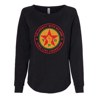 Solidarity With Rojava | Long Live Liberation | YPG Womens California Wash Sweatshirt