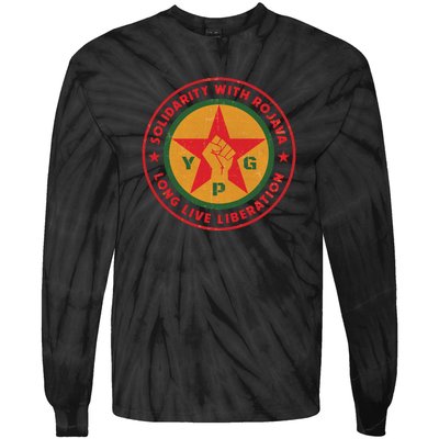 Solidarity With Rojava | Long Live Liberation | YPG Tie-Dye Long Sleeve Shirt