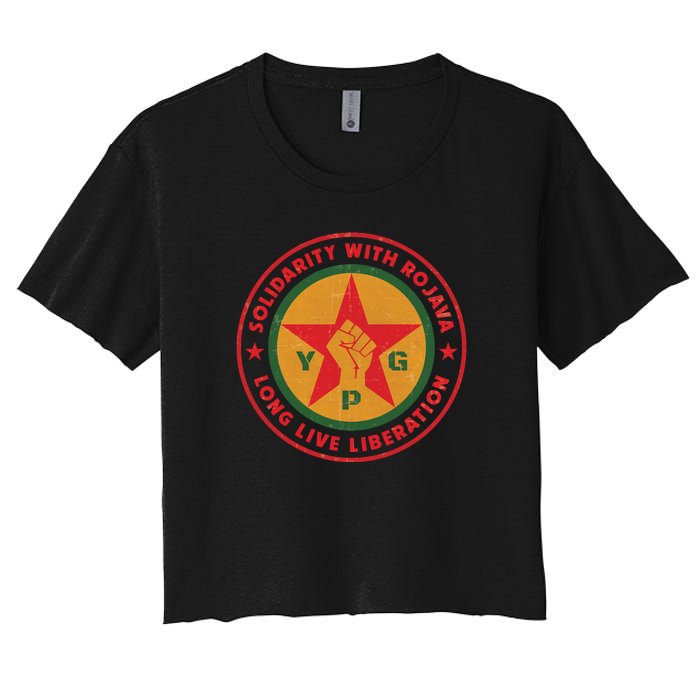 Solidarity With Rojava | Long Live Liberation | YPG Women's Crop Top Tee