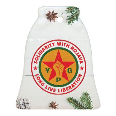 Solidarity With Rojava | Long Live Liberation | YPG Ceramic Bell Ornament