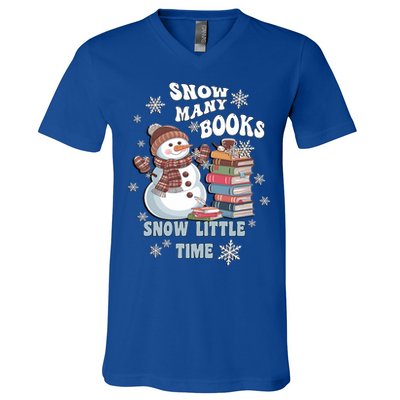 Snowflakes Wintertime Reading Snow Y Books Cute Snow Cute Gift V-Neck T-Shirt