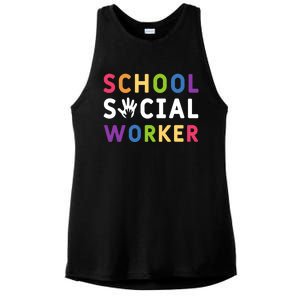 Social Work Rainbow School Social Worker Gift Ladies PosiCharge Tri-Blend Wicking Tank