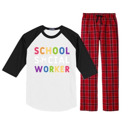 Social Work Rainbow School Social Worker Gift Raglan Sleeve Pajama Set