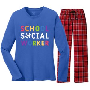 Social Work Rainbow School Social Worker Gift Women's Long Sleeve Flannel Pajama Set 