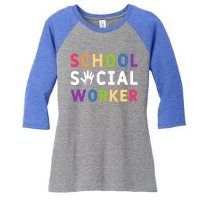 Social Work Rainbow School Social Worker Gift Women's Tri-Blend 3/4-Sleeve Raglan Shirt