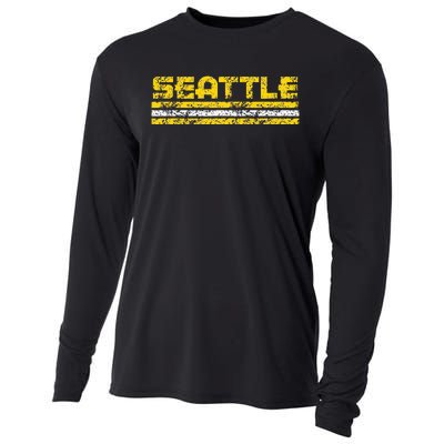 Seattle Washington Retro Vintage Weathered Cooling Performance Long Sleeve Crew