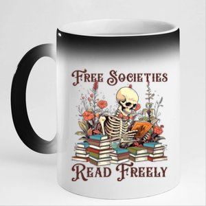 Strong Woman Reads Books Free Societies Read Freely Books 11oz Black Color Changing Mug