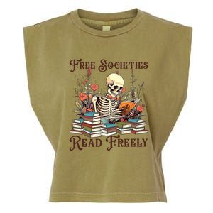 Strong Woman Reads Books Free Societies Read Freely Books Garment-Dyed Women's Muscle Tee