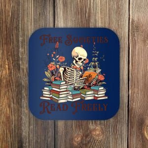 Strong Woman Reads Books Free Societies Read Freely Books Coaster