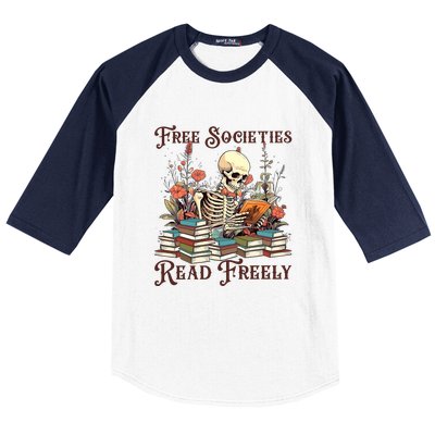 Strong Woman Reads Books Free Societies Read Freely Books Baseball Sleeve Shirt