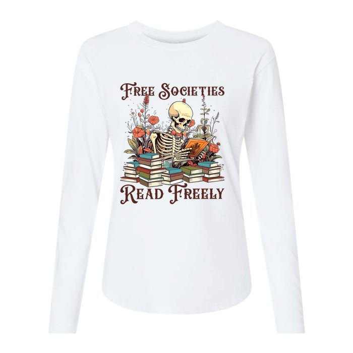 Strong Woman Reads Books Free Societies Read Freely Books Womens Cotton Relaxed Long Sleeve T-Shirt