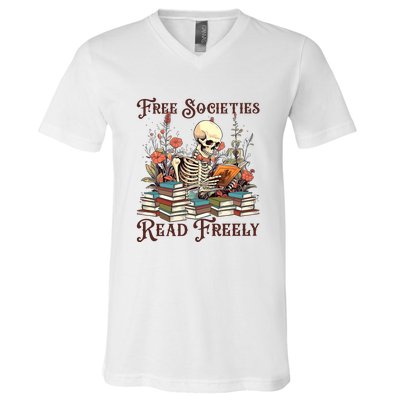 Strong Woman Reads Books Free Societies Read Freely Books V-Neck T-Shirt