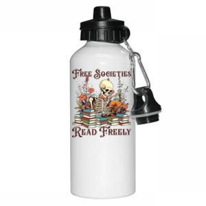 Strong Woman Reads Books Free Societies Read Freely Books Aluminum Water Bottle