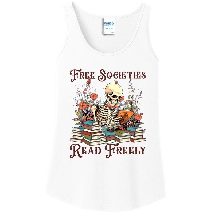 Strong Woman Reads Books Free Societies Read Freely Books Ladies Essential Tank