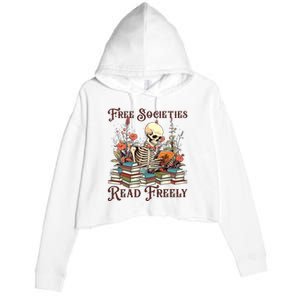 Strong Woman Reads Books Free Societies Read Freely Books Crop Fleece Hoodie