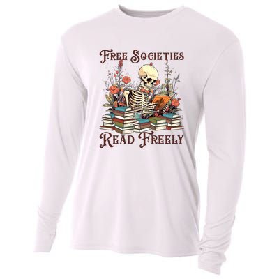 Strong Woman Reads Books Free Societies Read Freely Books Cooling Performance Long Sleeve Crew