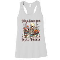 Strong Woman Reads Books Free Societies Read Freely Books Women's Racerback Tank