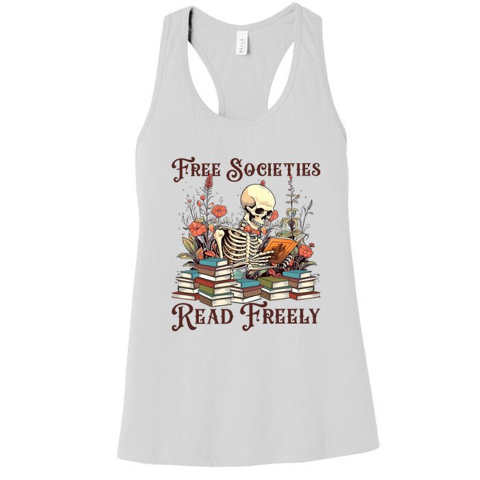 Strong Woman Reads Books Free Societies Read Freely Books Women's Racerback Tank