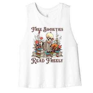 Strong Woman Reads Books Free Societies Read Freely Books Women's Racerback Cropped Tank