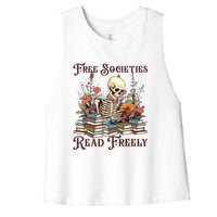 Strong Woman Reads Books Free Societies Read Freely Books Women's Racerback Cropped Tank