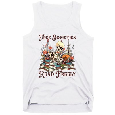 Strong Woman Reads Books Free Societies Read Freely Books Tank Top