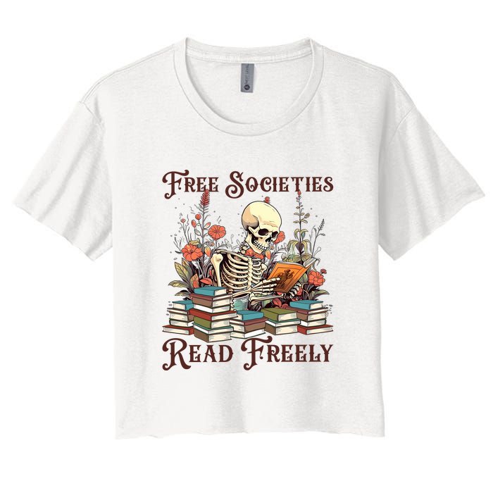 Strong Woman Reads Books Free Societies Read Freely Books Women's Crop Top Tee