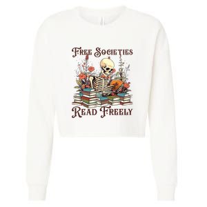 Strong Woman Reads Books Free Societies Read Freely Books Cropped Pullover Crew