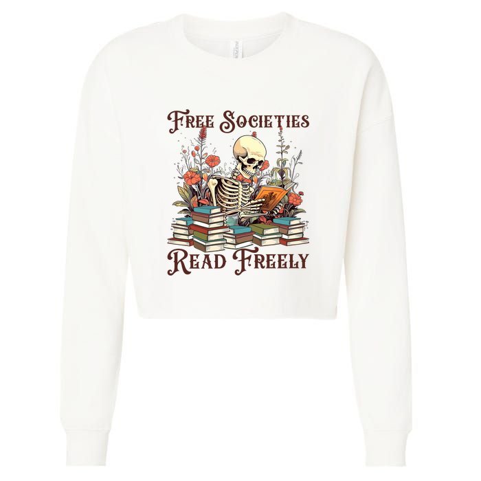 Strong Woman Reads Books Free Societies Read Freely Books Cropped Pullover Crew