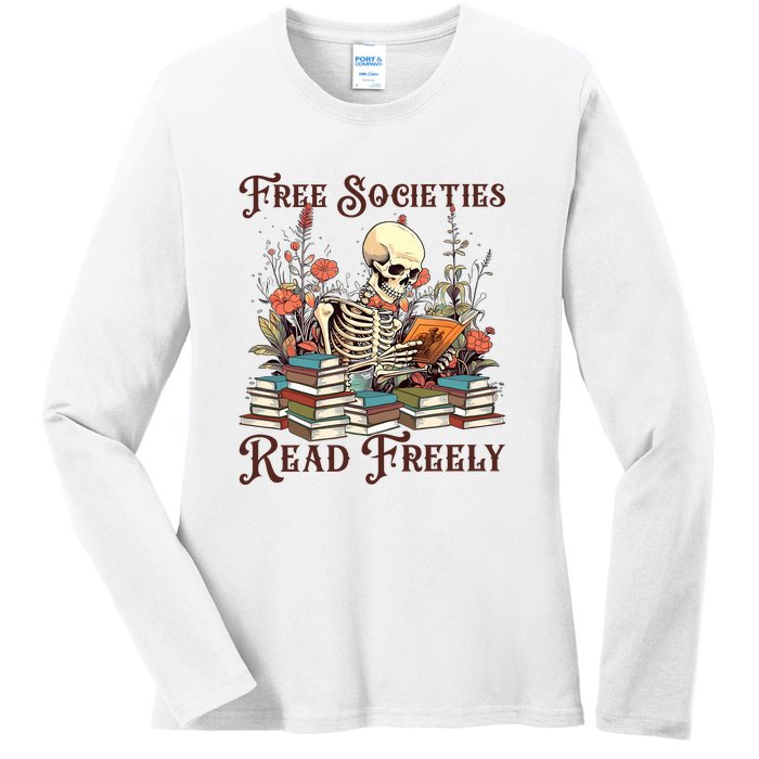 Strong Woman Reads Books Free Societies Read Freely Books Ladies Long Sleeve Shirt