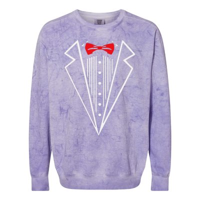 Stuxedo With Red Bow Tie Black Suit Colorblast Crewneck Sweatshirt