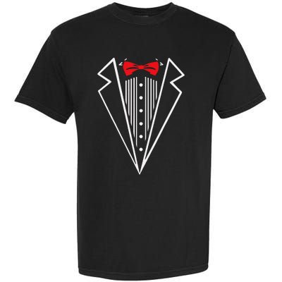 Stuxedo With Red Bow Tie Black Suit Garment-Dyed Heavyweight T-Shirt