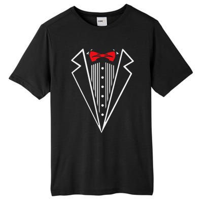 Stuxedo With Red Bow Tie Black Suit Tall Fusion ChromaSoft Performance T-Shirt