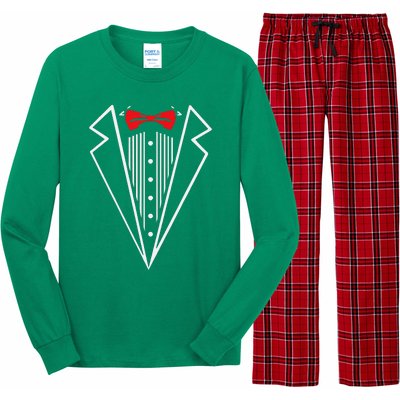 Stuxedo With Red Bow Tie Black Suit Long Sleeve Pajama Set