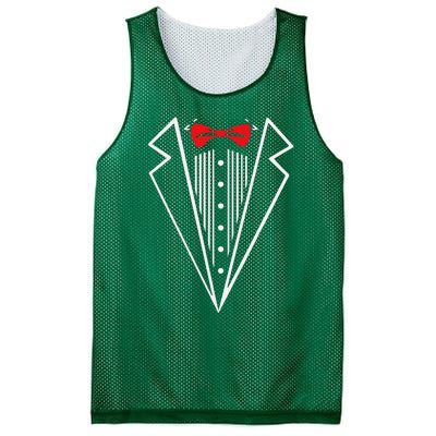 Stuxedo With Red Bow Tie Black Suit Mesh Reversible Basketball Jersey Tank