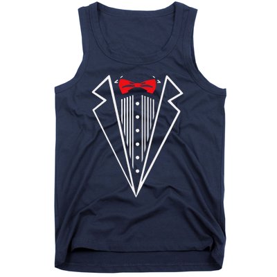 Stuxedo With Red Bow Tie Black Suit Tank Top