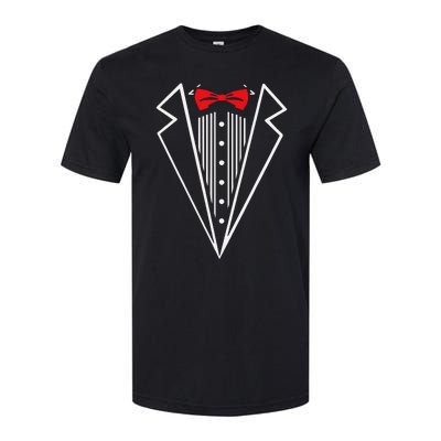 Stuxedo With Red Bow Tie Black Suit Softstyle CVC T-Shirt