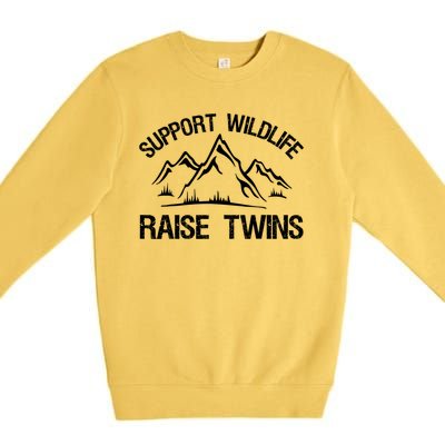 Support Wildlife Raise Twins Shirt Funny Twin Mom Dad Premium Crewneck Sweatshirt