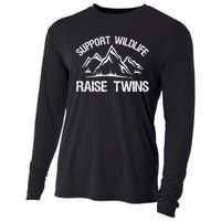 Support Wildlife Raise Twins Shirt Funny Twin Mom Dad Cooling Performance Long Sleeve Crew