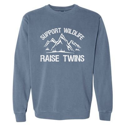 Support Wildlife Raise Twins Shirt Funny Twin Mom Dad Garment-Dyed Sweatshirt