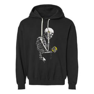 Skeleton With Retro Headphones Music Cassette Player Garment-Dyed Fleece Hoodie