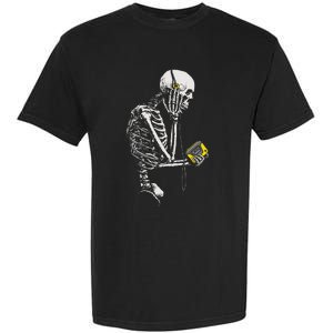 Skeleton With Retro Headphones Music Cassette Player Garment-Dyed Heavyweight T-Shirt